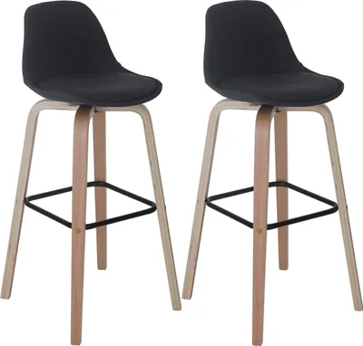 Produktbild von 2er-Set Barhocker MCW-A89, Barstuhl Tresenhocker mit Lehne  Textil, dunkelgrau