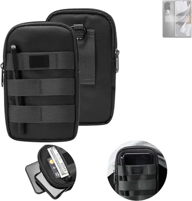 Produktbild von K-S-Trade Holster Gürtel Tasche kompatibel mit Oppo Reno10 Pro Handy Tasche Schutz Hülle dunkel-grau viele Fächer, 1x