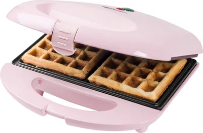 Produktbild von Bestron Brüsseler Waffeleisen im Retro Design, Waffelmaker für 2 belgische Waffeln, mit Antihaftbeschichtung & Backampel, 700 W, Farbe: Rosa