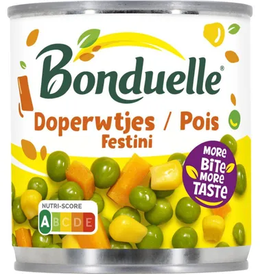 Zdjęcie produktu dla Bonduelle Doperwtjes Festini 200g – Świeży zielony groszek, idealny do sałatek
