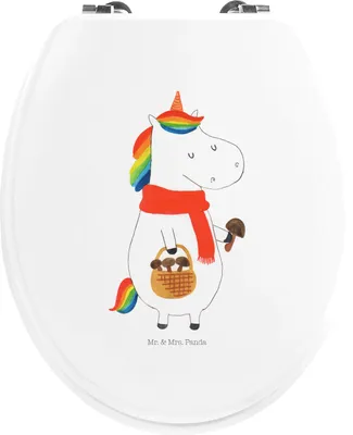 Produktbild von Mr. & Mrs. Panda WC Sitz Einhorn Pilz - Weiß - Geschenk, Toilettendeckel, WC-Sitz, Einhörner, Brille, Pilze, Unicorn, Klo-Deckel, klo deckel, Spruch, Motivation