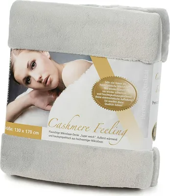 Produktbild von GÖZZE Wohndecke Cashmere silber BL 130x170 cm weiß Decke Kuscheldecke
