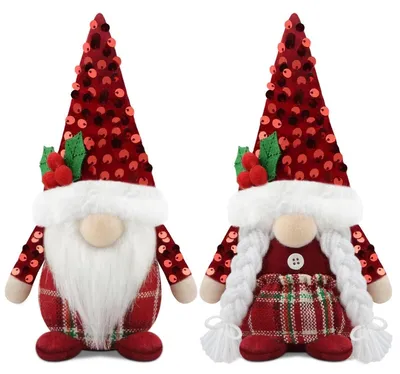Produktbild von Weihnachtswichtel Weihnachtsdeko Wichtel Set - 2 Stück - Polyester - Rot - 19 x 10,2 x 7,6 cm