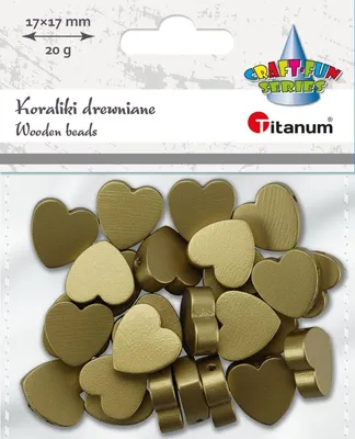 Zdjęcie produktu dla Koraliki drewniane Serca złote 17x17mm 20g Titanum