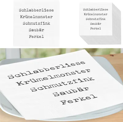 Produktbild von Servietten 'Schmutzfink' 60er Set 33x33cm 3-lagig Papierserviette stoffähnlich Schlagworte
