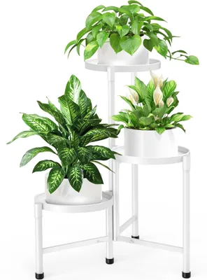 Image de Support à fleurs métallique à 3 niveaux, idéal pour l'intérieur et l'extérieur