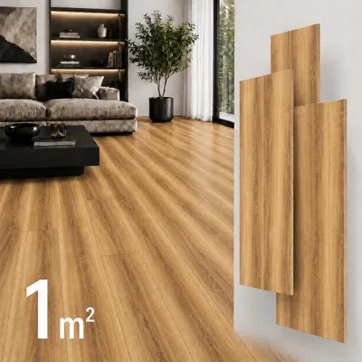 Produktbild von SPC Vinylboden 5mm Klick Vinyl wasserfest Holzoptik Bodenbelag mit Trittschalldämmung für Küche Bad Wohnzimmer, KI-generiertes Bild