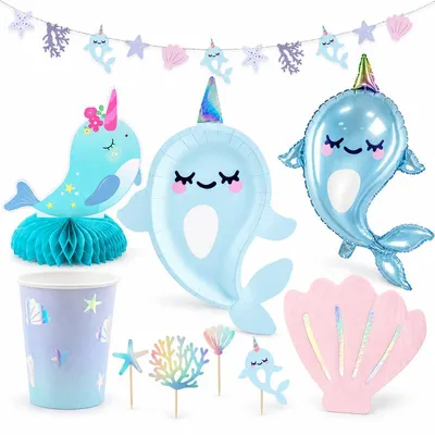 Produktbild von Partyset Narwal Geburtstagsdeko zum Kindergeburtstag Unterwasser