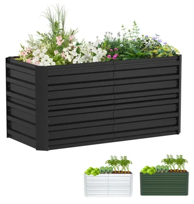 Productafbeelding van Verhoogde tuinbak van metaal, rechthoekig, 240 x 120 x 58 cm, zwart, verzinkt en roestvrij
