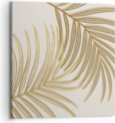 Produktbild von Bild auf Leinwand - Leinwandbild - Einteilig - Golden Blätter Palmen - 70x70cm - Wand Bild - Wanddeko - Wandbilder - Leinwanddruck - Bilder - Wanddekoration - Leinwand bilder - Wandbild - AC70x70-4738