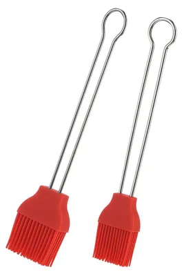 Image de 2 pinceaux à pâtisserie, longueur : 20 cm/22 cm, silicone/acier inoxydable, silicone, rouge/argent, 154422E7