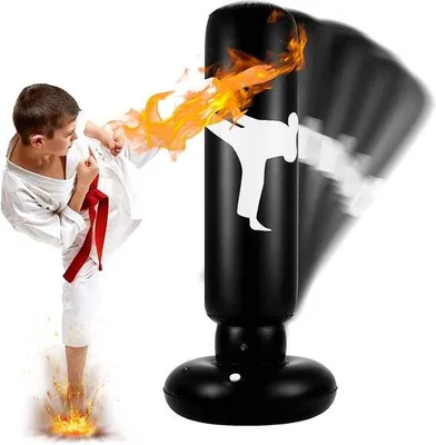 Productafbeelding van Famanu opblaasbare bokszak, 160 cm, geschikt voor kinderen vanaf 3 jaar - voor boksen, karate, taekwondo
