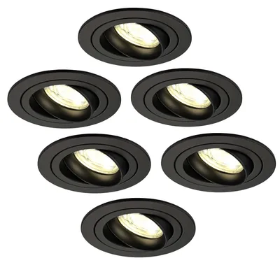 Produktbild von Ledvion 6er Set LED Einbaustrahler Rund Schwarz 3W dimmbar Warmweiss