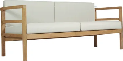 Produktbild von Outdoor Sofa Pusiano 3-Sitzer aus Teakholz mit Auflage
