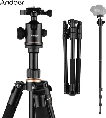 Produktbild von Andoer 164cm / 64,57in Fotografie Stativ Einbeinstativ Staender Aluminiumlegierung 360 ¡ã drehbarer Kugelkopf 8 kg Tragfaehigkeit mit Tragetasche fuer DSLR-Kameras Camcorder