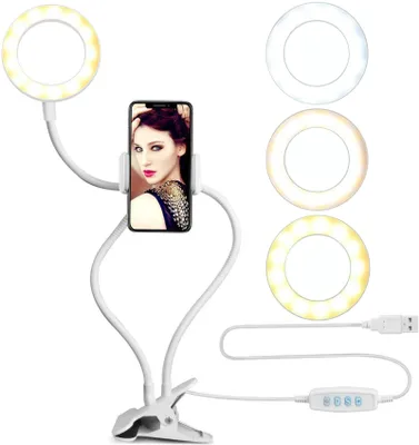 Obrázok produktu pre Apexel LED 9 cm kruhové svietidlo na telefón s klipom