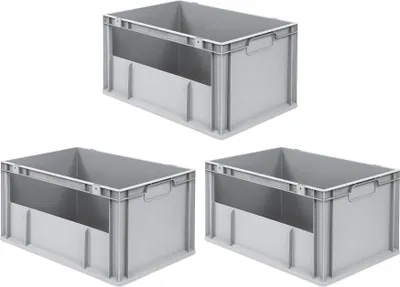 Produktbild von SuperSparSet 3x Eurobox NextGen Insight | HxBxT 32x40x60cm | 65 Liter | Seite offen | Eurobehälter, Transportbox, Transportbehälter, Stapelbehälter