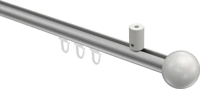 Produktbild von Interdeco Innenlaufstange / Gardinenstange mit Innenlauf Silbergrau / Weiß, Typ Sonius Luino (Kugel) Deckenmontage, 20 mm Ø 1-läufig, 160 cm