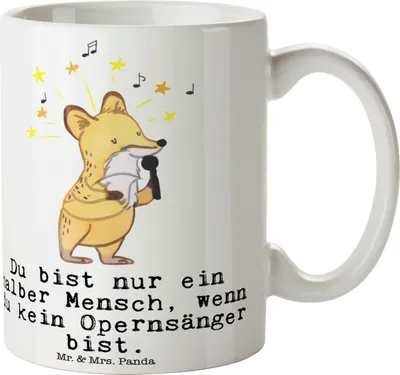 Produktbild von Mr. & Mrs. Panda Kaffeebecher Opernsänger Herz - Weiß - Geschenk, Tasse, Keramiktasse, schöne, Kaffeetasse, Becher