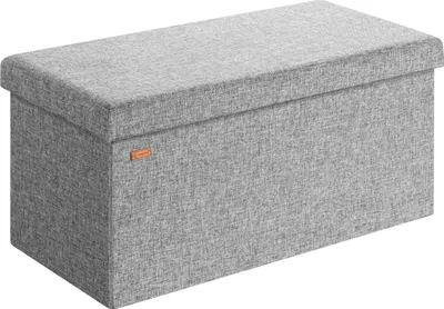 Image de CASARIA® Banc de rangement gris 80 x 40 x 40 cm Siège Coffre de rangement pliable 100L pour salon chambre couloir
