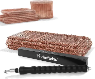 Produktbild von Heimfleiss® Drillapparat + Betonbindedraht 1,0 x 120 mm (500 Stk.) - verkupferter Ösendraht mit Drahtbinder - Drilldraht inkl. Drillgerät
