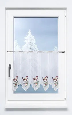 Produktbild von Scheibengardine Plauener Spitze - Stieglitz  (Bx H) 48,6cm * 49cm mehrfarbig/Braun