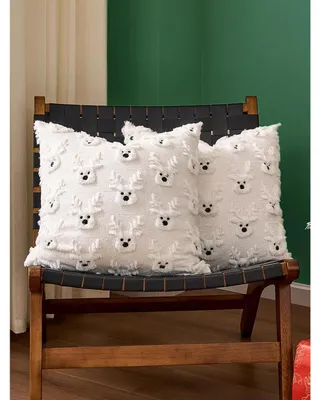 Produktbild von Kissenbezug Weihnachten 45x45 cm, 2 Stück Rentier Weiß, Polyester