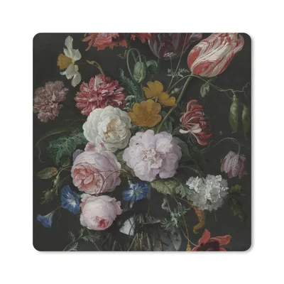 Produktbild von MuchoWow® Mauspad Mousepad Stilleben mit Blumen in einer Glasvase - Gemälde von Jan Davidsz. de Heem 20x20 cm - Mousepads - Maus Mat - Pad - Mausunterlage - Desk Mat - Bureauartikeln