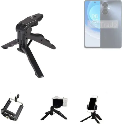 Produktbild von K-S-Trade Stativ Tisch-Ständer Dreibein Handy-Stativ Ständer kompatibel mit Tecno Camon 19 Pro Mini-Stativ Smartphone Tripod Handy-Stativ aus