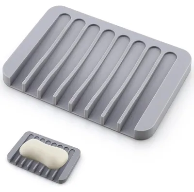 Immagine prodotto di Portasapone con scarico, in silicone, colore grigio, confezione singola