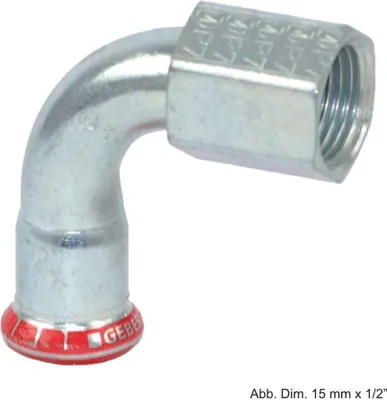 Produktbild von Geberit GE Mapress C-Stahl, Übergangsbogen, 90 Grad, d 28 mm x Rp 1/2, verzinkt, 1 Stk.