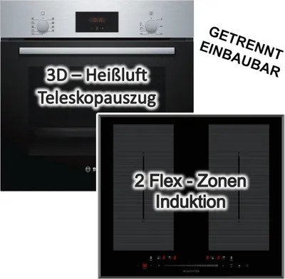 Produktbild von Bosch Backofen HBF114ESO mit Wolkenstein Kochfeld Flächeninduktion 60cm autark