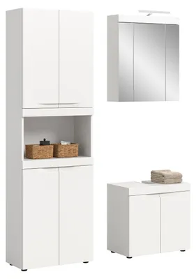 Productafbeelding van Viana badkamerset, inclusief verlichting (B/H/D: 135x194x50 cm), in mat wit en wit