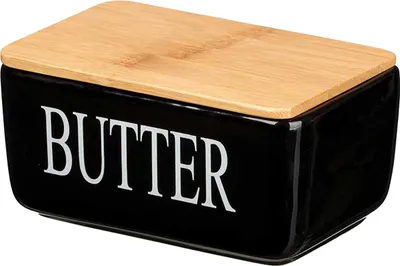 Produktbild von KINVARA | Butterdose - Butterbehälter - 16 x 8 x 10 cm - Schwarz - Buttergefäß - mit Deckel