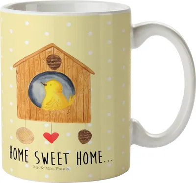 Produktbild von Mr. & Mrs. Panda Trinklernbecher Vogelhaus Home - Gelb Pastell - Geschenk, Kindertasse, Einzugsgeschenk, Plastikbecher, Lustige Sprüche, Vogel, Pott, Haferl, Haus, Umzug