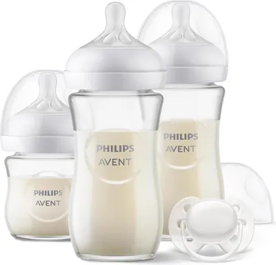 Zdjęcie produktu dla Philips AVENT Responsywna butelka Natural SCD878/11 Zestaw szklanych butelek dla noworodka