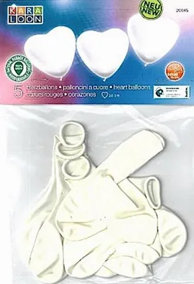 Produktbild von Karaloon 5 Ballons Herz weiß / heart white