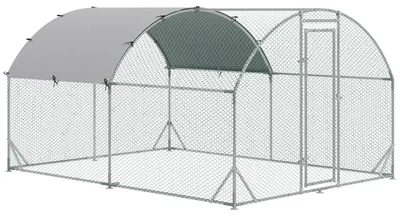 Produktbild von Kleintiergehege Hühnervoliere 280 x 380 x 197 cm verzinkter Stahl Sechseckdraht Oxford-Dach UV-beständig abschließbar 6-12 Hühner