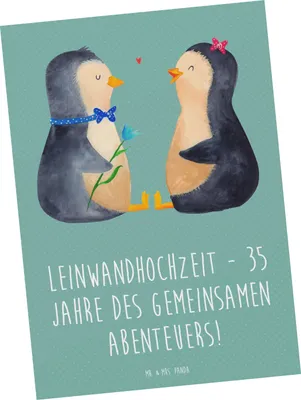 Produktbild von Mr. & Mrs. Panda Grußkarte 35. Hochzeitstag Leinwandhochzeit - Meeresbrise - Geschenk, Ansichtskarte, Postkarte, 35 Jahre Liebe, Meilenstein, bildkarte, Heirat, Heiraten
