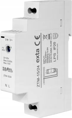 Image de Bloc d'alimentation pour rail DIN 24 V CC 15 W/0,63 A ZTM-15-24