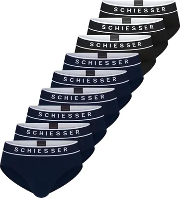 Produktbild von Schiesser 9er Pack 95/5 Organic Baumwolle Rio Slip / Unterhose Sportlicher Webgummibund mit kontraststarkem Logo , Bequeme Beinausschnitte, Angenehm weich und formstabil