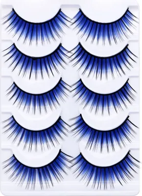 Produktbild von 5 Paar bunte lange dicke gefälschte Wimpern Make-up Bühne Party Wimpernverlängerung schwarz