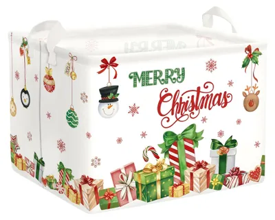 Weihnachts-Wäschekorb, 36 L, faltbar, Schneeflocken-Motiv