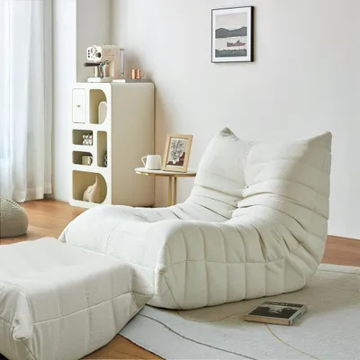 Produktbild von Relaxsessel Fernsehsessel Sofa bequemer sessel mit Hocker Beige