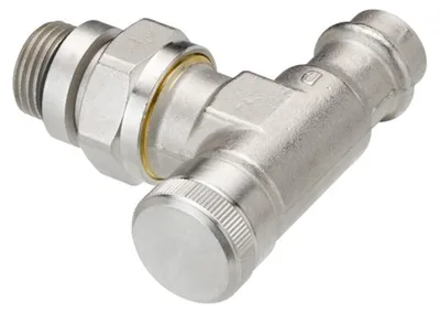 Produktbild von Danfoss Rücklaufverschraubung RLV 15 R 1/2, Pressfit, Eck, vernickelt