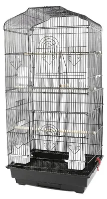 Immagine prodotto di Gabbia per uccelli - Gabbia in acciaio - Ciotole e posatoi - Vassoio estraibile - Acciaio inossidabile - 46×36×92 cm - Nero