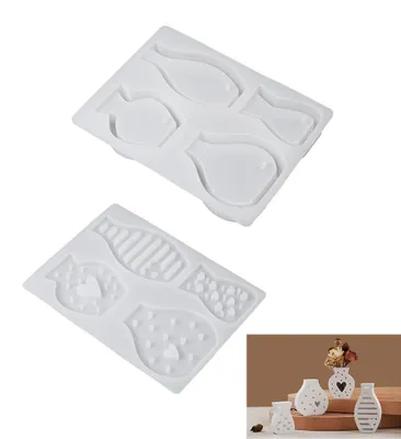 4 Mini-Vasenformen aus Silikon für Epoxidharz, Beton, Gips
