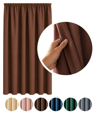 Produktbild von MEBLEODNOWA, Verdunkelungsvorhang, Blackout Vorhang, Braun, 140x250 cm, Vorhang mit Kräuselband, 90 % Lichtdämpfung, Pflegeleicht, Thermovorhang