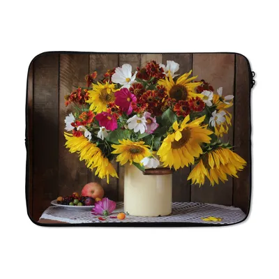 Produktbild von MuchoWow® Laptop Hülle 15 Zoll Blumen - Farben - Stilleben Laptoptasche - Laptoptasche - Sleeve - Rundum-Schutz