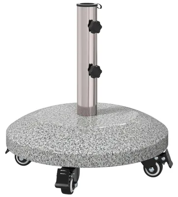 Image de vidaXL Socle de parasol en granit avec roulettes pour mât de 4 à 5 cm, 27,2 kg, gris